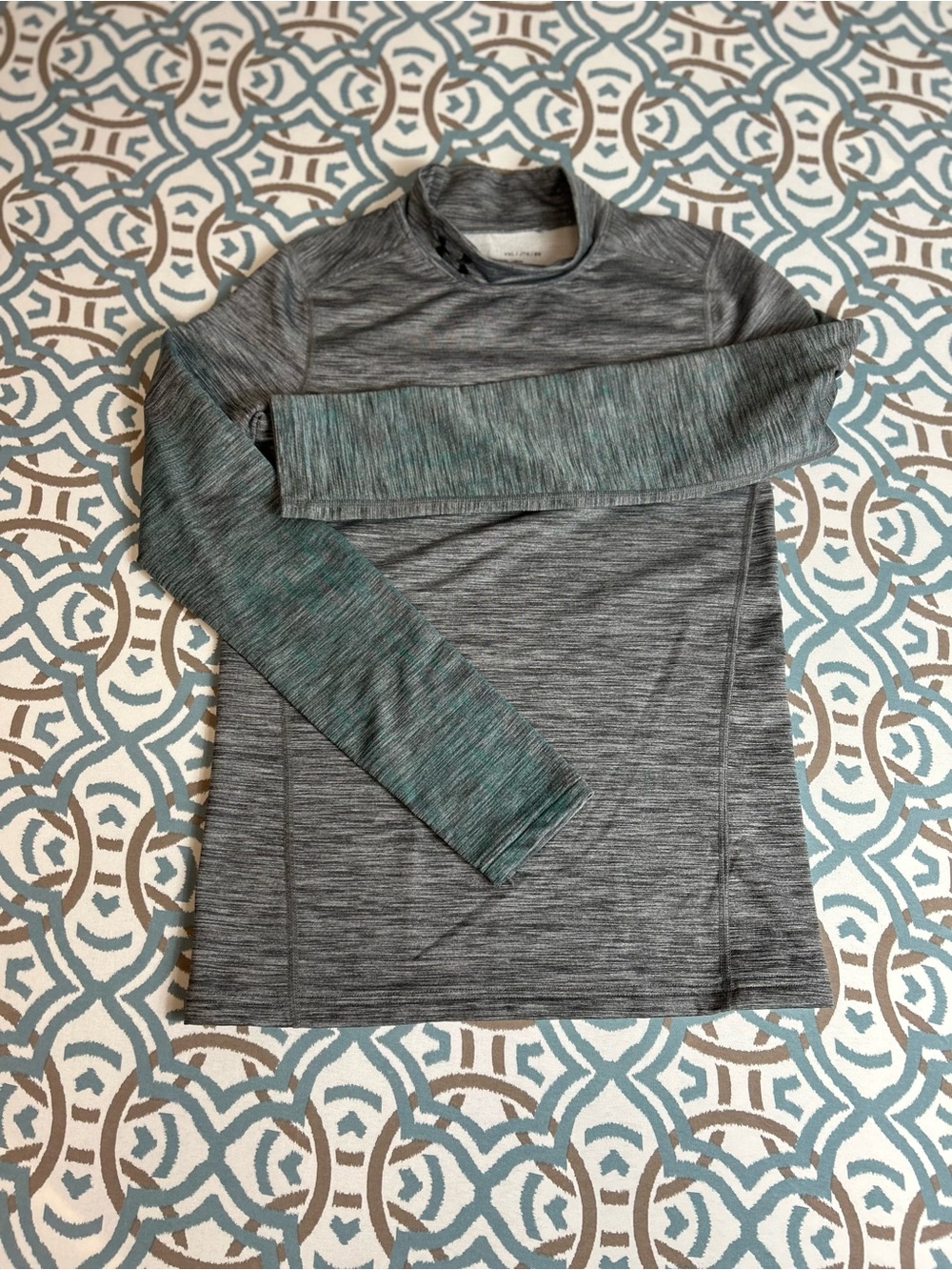 Youth under armor Heather Gray Long-Sleeve Performance Sweater with Teal Accents